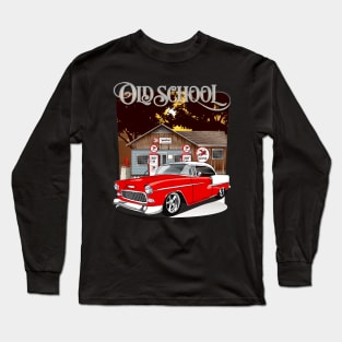 1955 Gypsy Red Chevy Bel Air Old School Print Long Sleeve T-Shirt